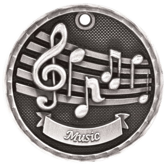 Antique Silver 2" 3D Music Medal