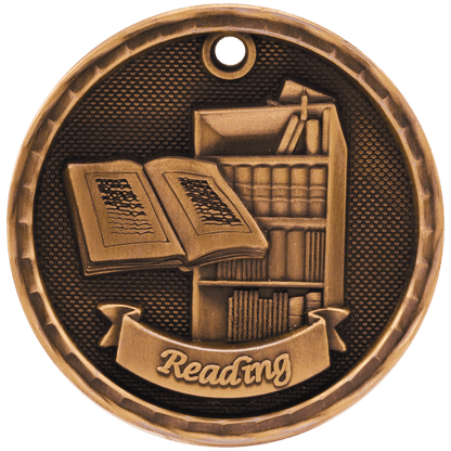 Antique Bronze 2" 3D Reading Medal