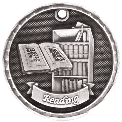 Antique Silver 2" 3D Reading Medal