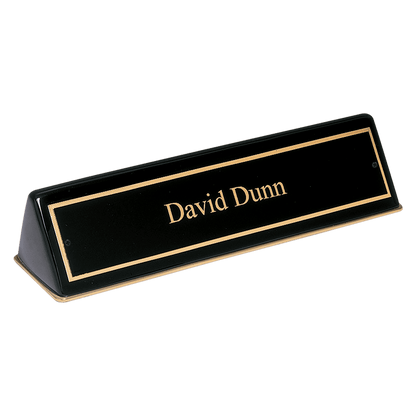 Black Piano Finish Desk Wedge with Black 9 1/2" x 2 1/2" x 2" Plate
