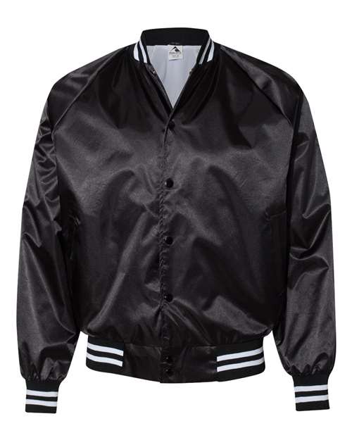 Augusta Sportswear 3610 Unisex Satin Baseball Jacket Striped Trim - Custom Decorated