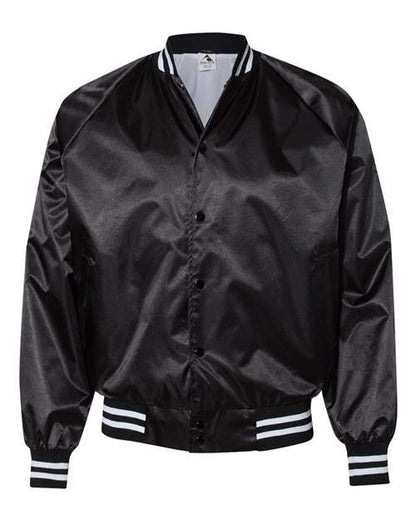 Augusta Sportswear 3610 Unisex Satin Baseball Jacket Striped Trim - Custom Decorated