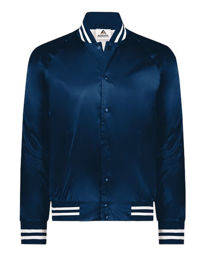 Augusta Sportswear 3610 Unisex Satin Baseball Jacket Striped Trim