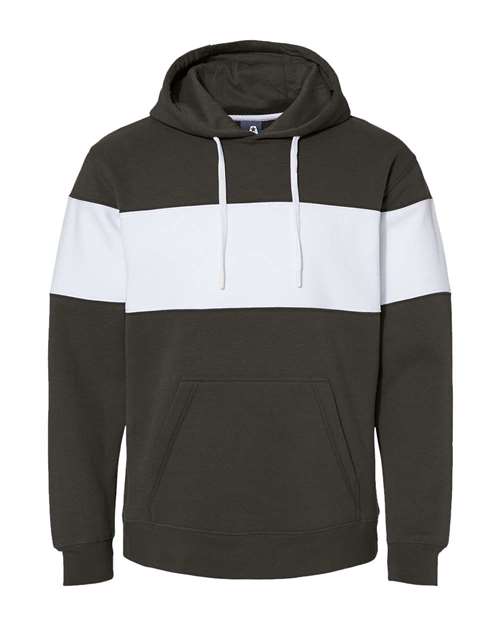 J. America 8644 Men's Varsity Fleece Colorblocked Hooded Sweatshirt - Custom Decorated