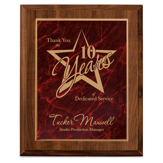 6" x 8" Cherry Finish Plaque with Red Marbleized Plate