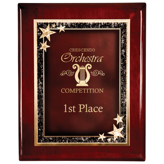 9" x 12" Premium Rosewood Finish Plaque with Red Starburst Plate