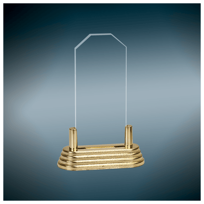 Clear 2 7" Corners Pop-In Acrylic with Gold Pedestal Base