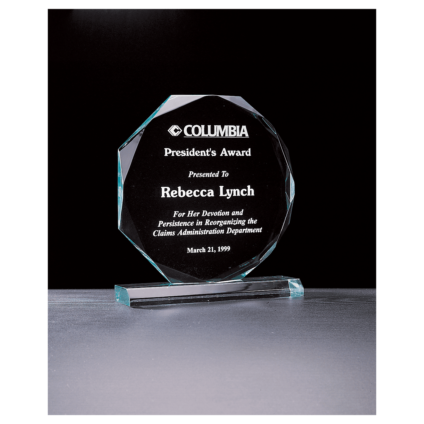 6" x 6 3/4" Octagon Series Jade Acrylic Award