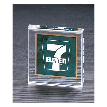 Emerald 3 3/4" x 3 3/4" Marble Design Acrylic Paperweight