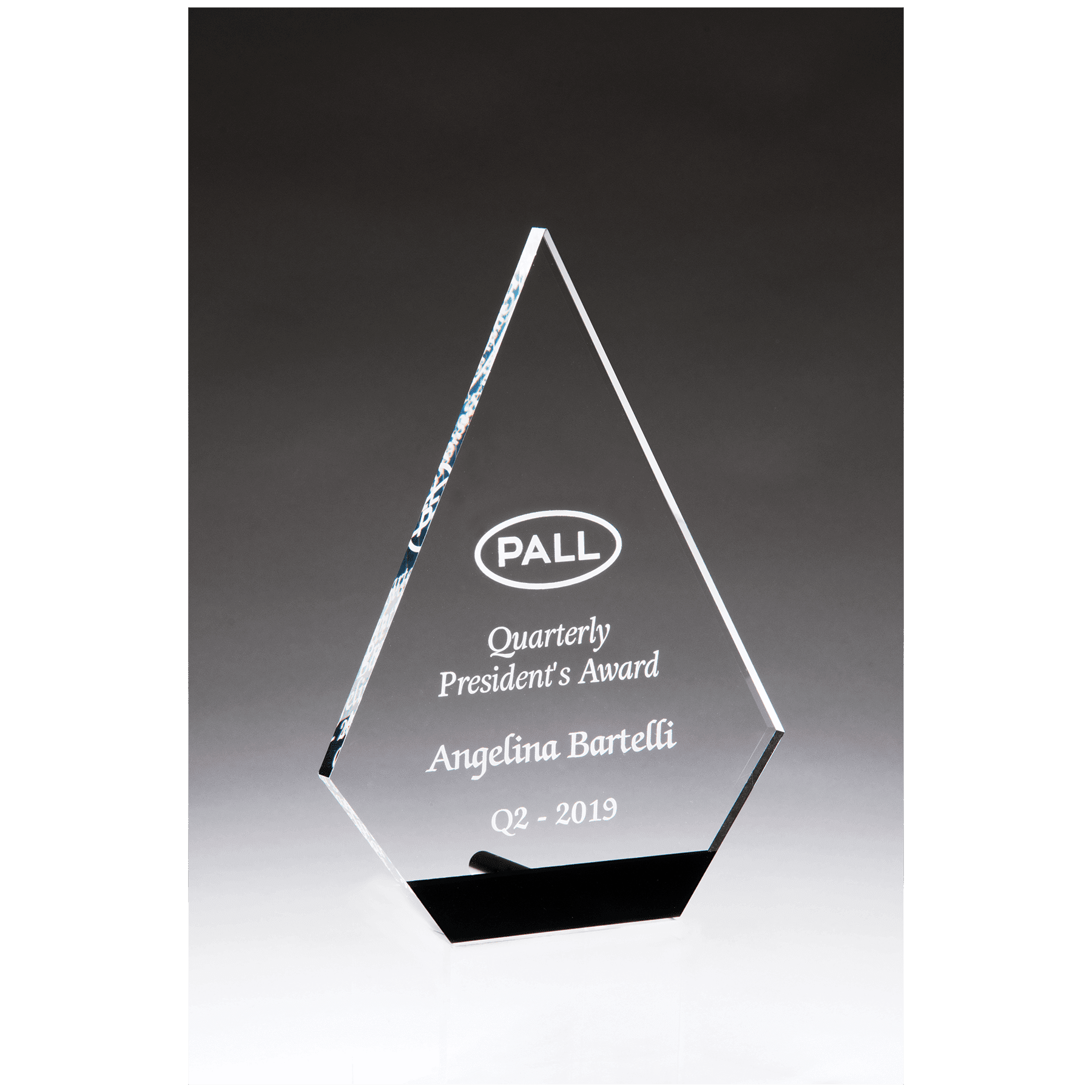 5" x 7" Diamond Series Clear Acrylic with Black Accent and Silver Post