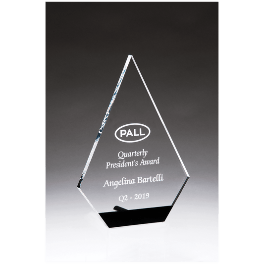 5 3/4" x 8" Diamond Series Clear Acrylic with Black Accent and Silver Post