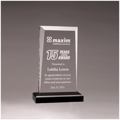 Clear Acrylic Award with Black 5 1/2" x 8 3/4" Apex Series Base