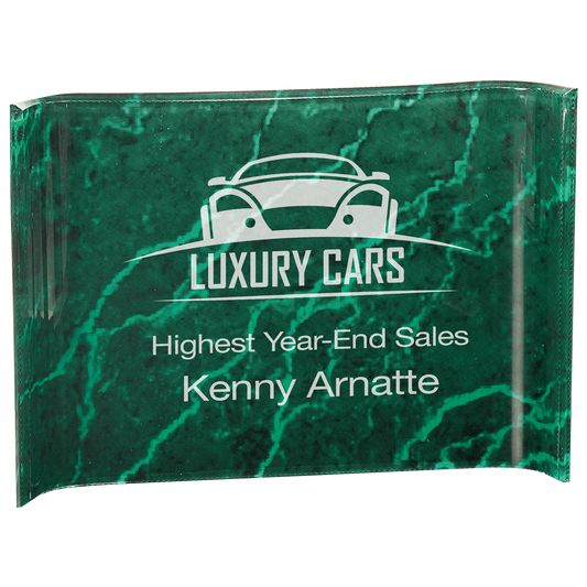 Green 10" x 7" Marbleized Acrylic Crescent