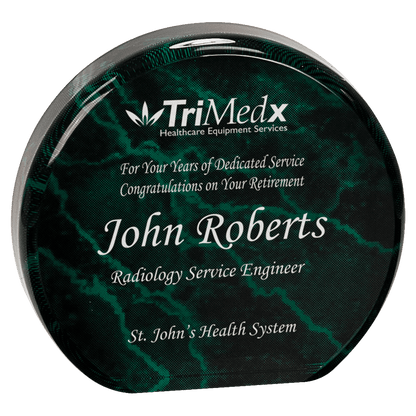 Green 3 1/2" Marble Acrylic Circle