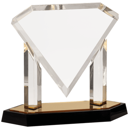 Gold 9 1/2" Floating Diamond Acrylic
