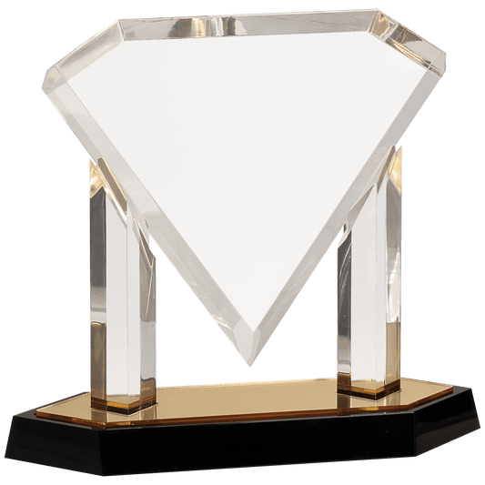 Gold 9 1/2" Floating Diamond Acrylic