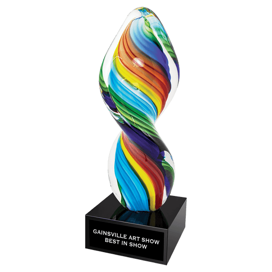 10 1/2" Rainbow Twist Art Glass