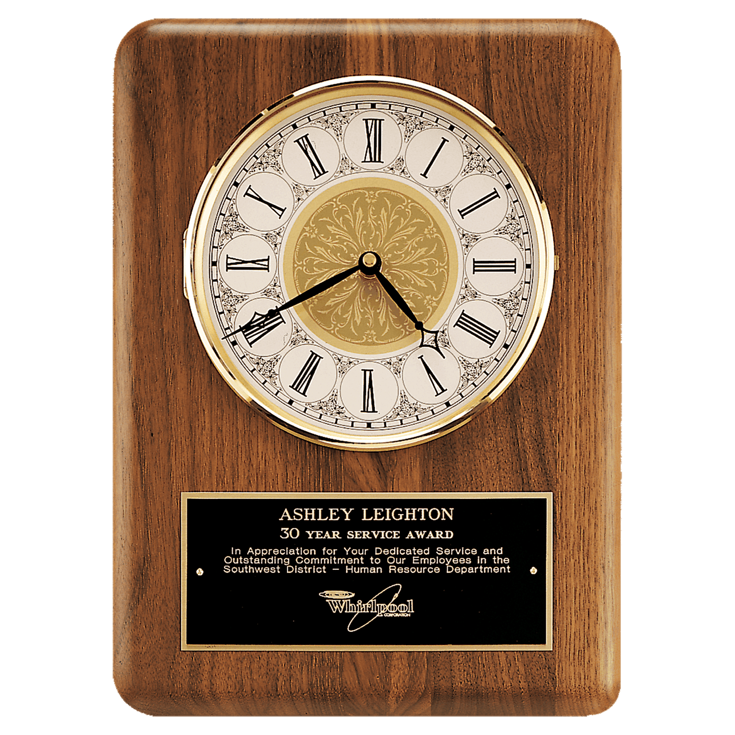 11" x 15" Solid Brass Diamond Spun Bezel with Glass Lens and Ivory Dial with Black Plate