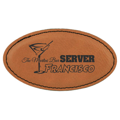 Rawhide 3 1/4" x 1 3/4" Laserable Leatherette Oval Badge Blank with Magnet