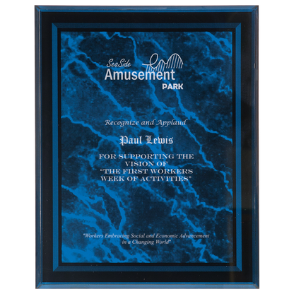 Blue Marble Border Clear 7" x 9" -Plaq Acrylic
