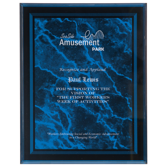 Blue Marble Border Clear 7" x 9" -Plaq Acrylic