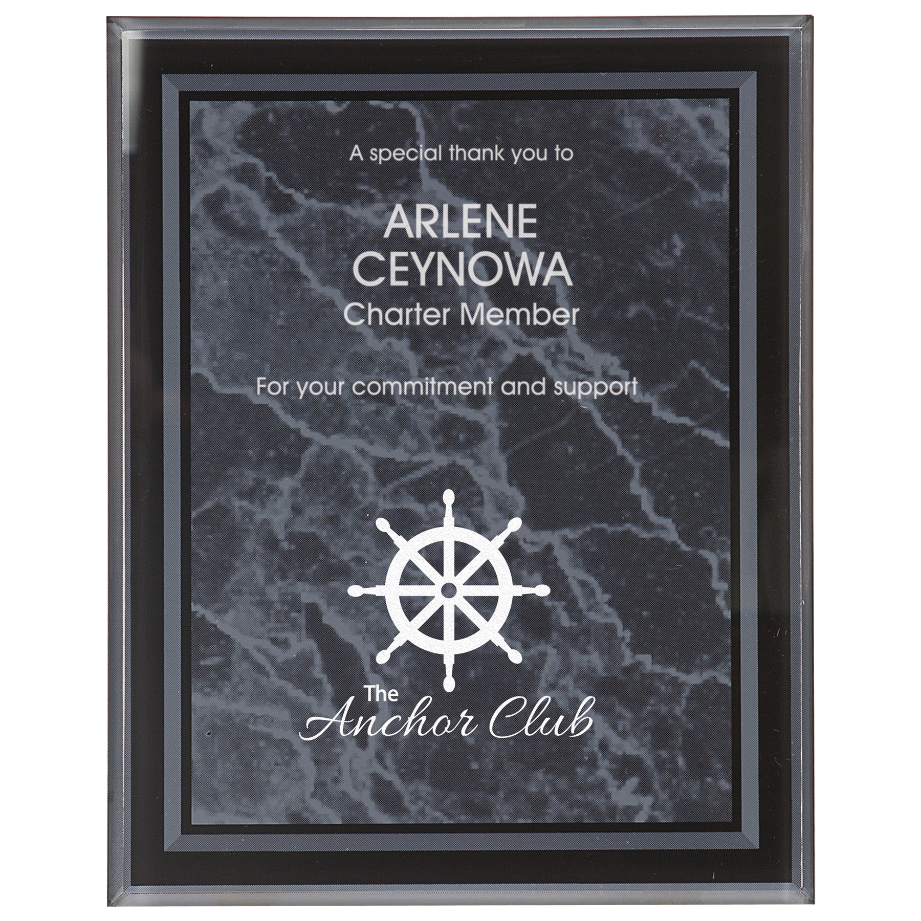 Black Marble Border Clear 9" x 11" -Plaq Acrylic
