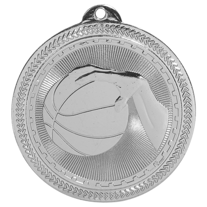 Bright Silver 2" Basketball Laserable BriteLazer Medal
