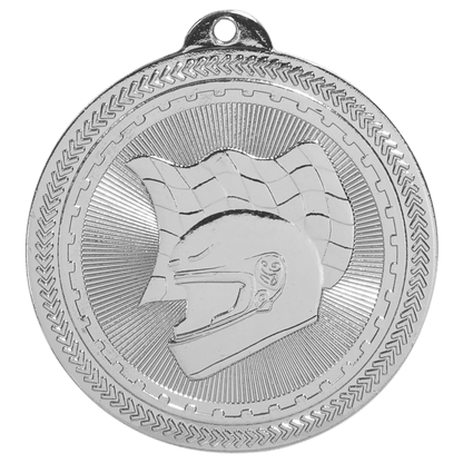 Bright Silver 2" Racing Laserable BriteLazer Medal