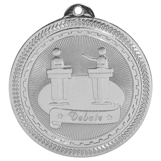 Bright Silver 2" Debate Laserable BriteLazer Medal