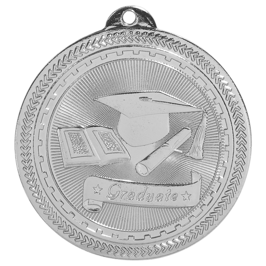 Bright Silver 2" Graduate Laserable BriteLazer Medal