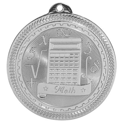 Bright Silver 2" Math Laserable BriteLazer Medal