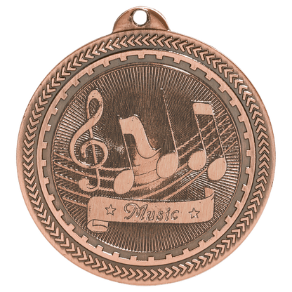 Antique Bronze 2" Music Laserable BriteLazer Medal