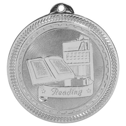 Bright Silver 2" Reading Laserable BriteLazer Medal
