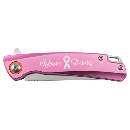 Bison River 4" Pink Every Day Carry Knife with Ball Bearing Open Mechanism