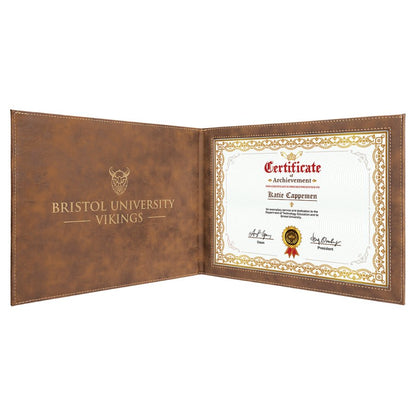 Rustic/Gold 9" x 12" Laserable Leatherette Certificate Holder for 8 1/2" x 11"