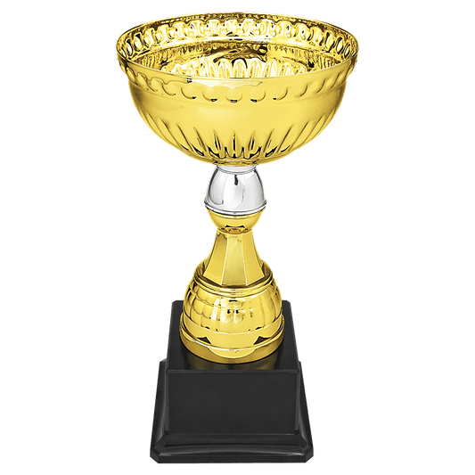 8 3/4" Gold & Silver Metal Cup with Plastic Stem and Base
