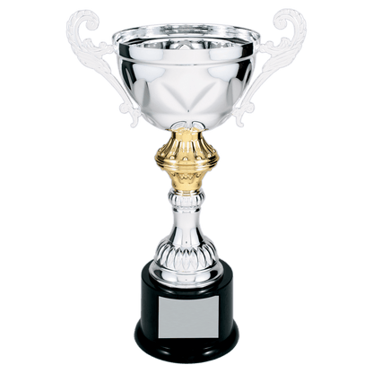 Silver 11 1/2" Completed Metal Cup Trophy on Plastic Base