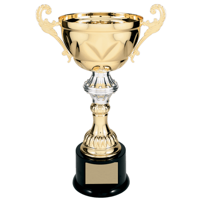 Gold 13" Completed Metal Cup Trophy on Plastic Base