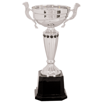 Silver 2 11 1/2" Completed Metal Cup Trophy on Plastic Base