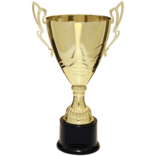 Gold 16 3/4" Completed Metal Cup Trophy on Plastic Base