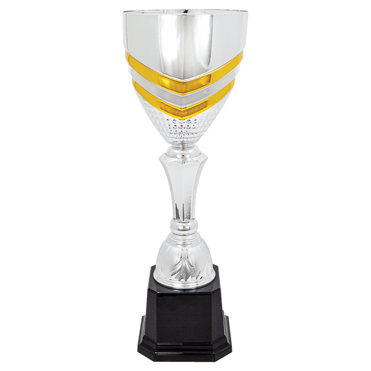 15" 15" Completed Metal Cup Trophy on Plastic Base