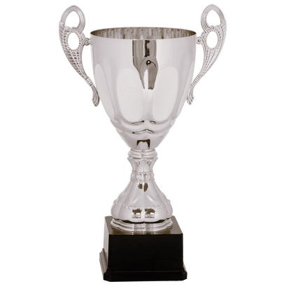 Silver 15 3/4" Completed Metal Cup Trophy on Plastic Base