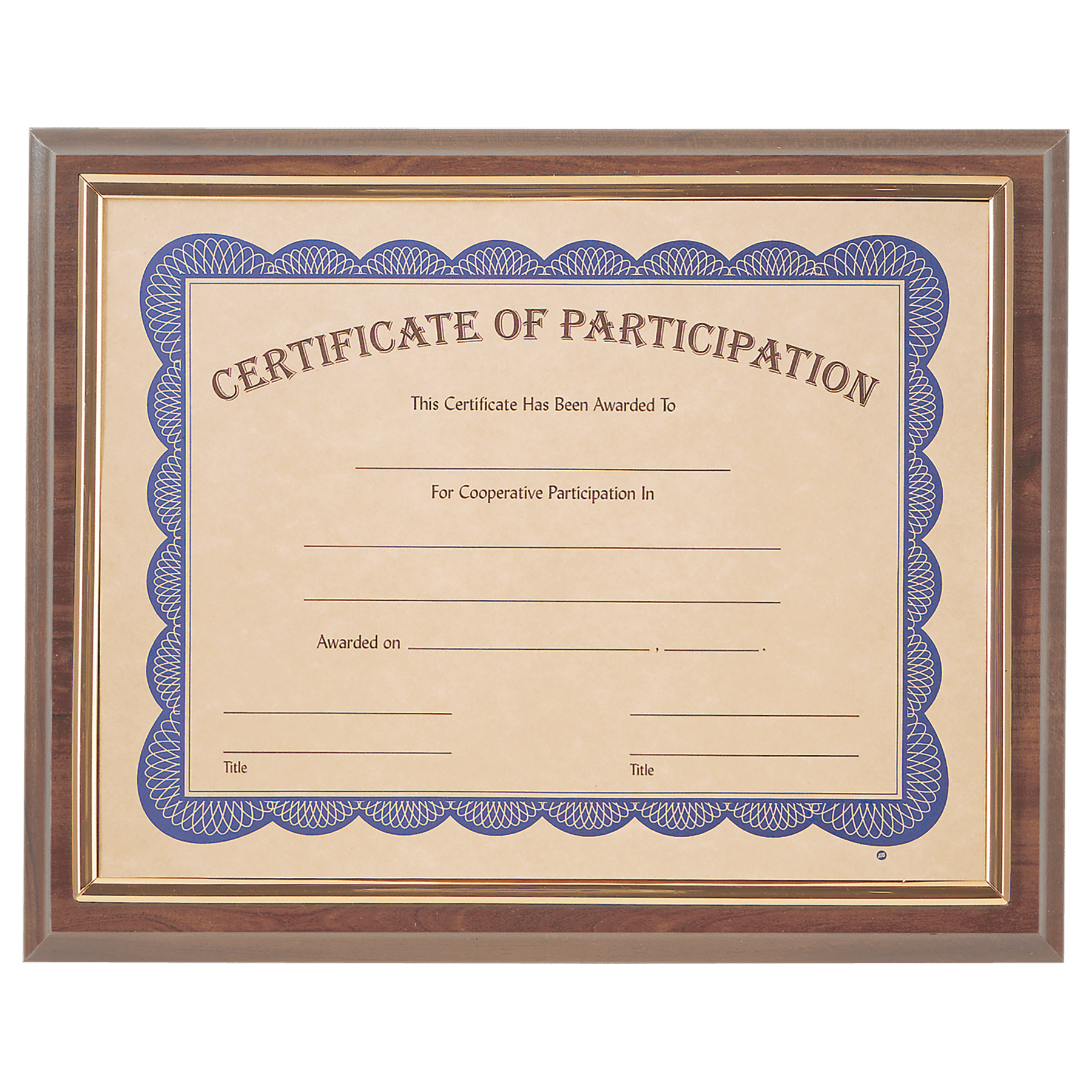 13" x 10 1/2" Cherry Finish Slide-in Plaque w/ 8 1/2" x 11" Frame