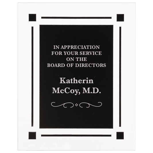 7" x 9" Solid Black Acrylic Clear Plaq