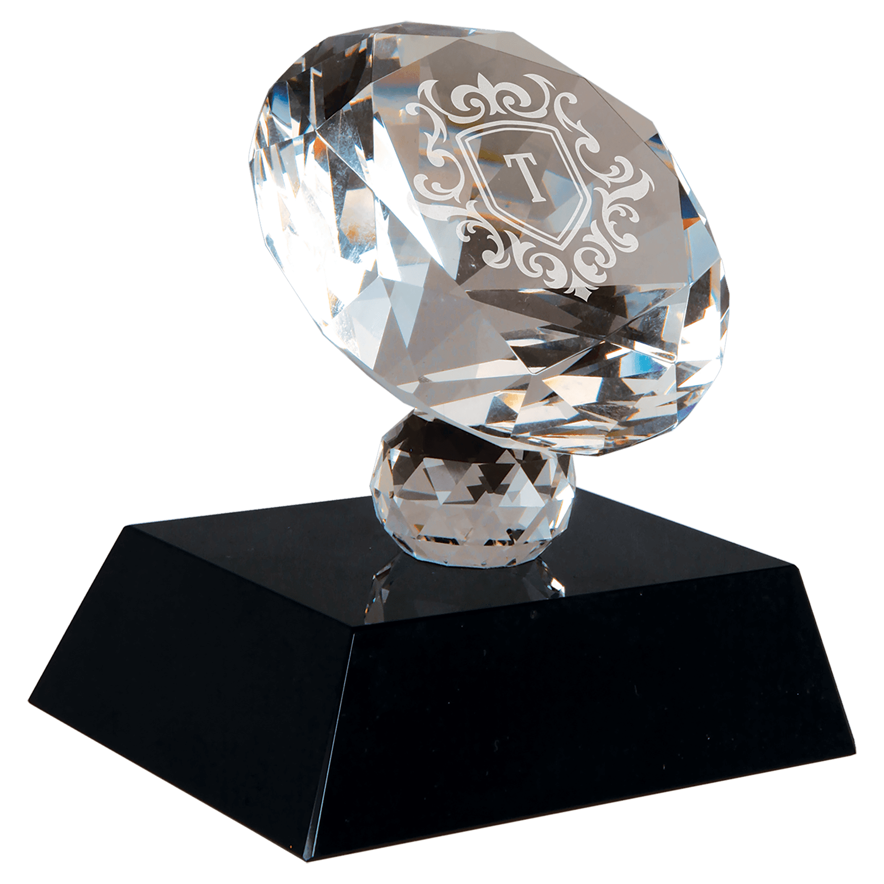 Black 3 1/2" Crystal Diamond on Pedestal Base