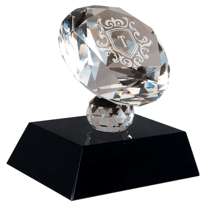 Black 3 1/2" Crystal Diamond on Pedestal Base
