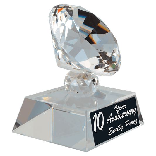 Clear 3 1/2" Crystal Diamond on Pedestal Base