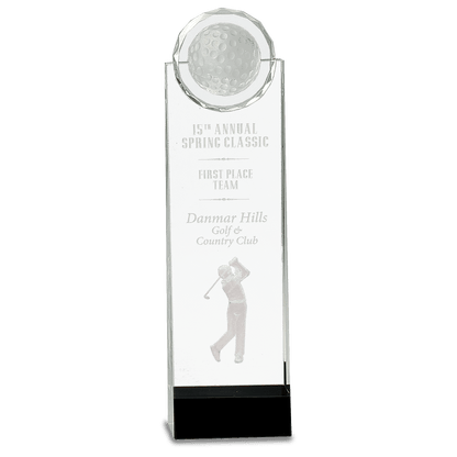 11 1/4" Clear/Black Crystal Standup with 3D Golfer