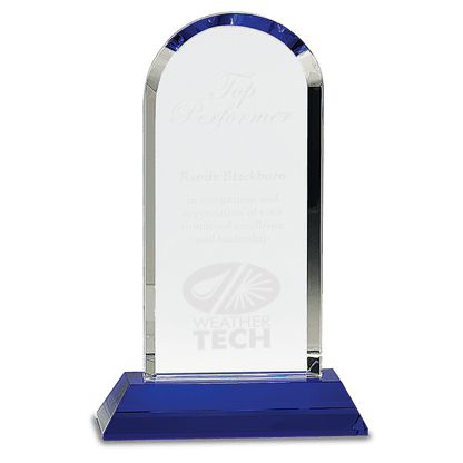 Clear Crystal Dome on Blue 9 1/4" Pedestal Base