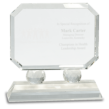 Clear 6" Rectangle Crystal on Pedestal Base